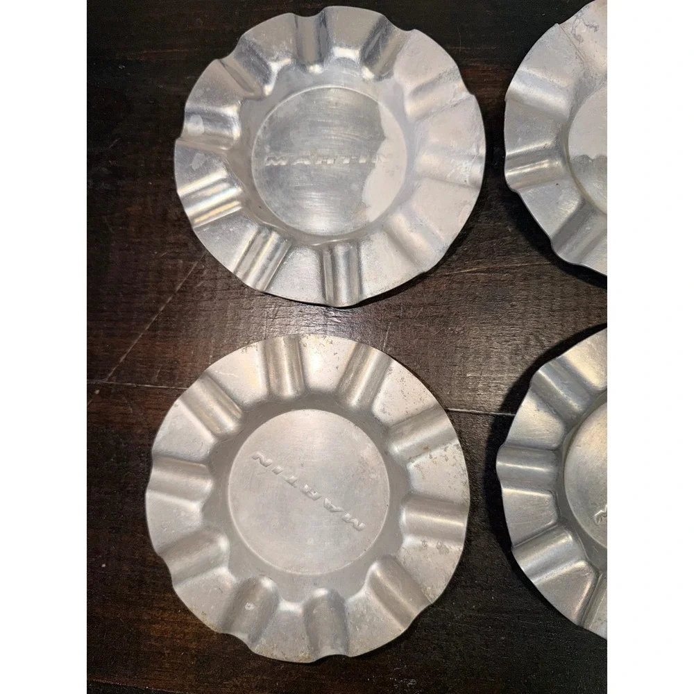 Vintage Martin Ashtrays Set of 4 Aluminum‎ Metal MCM Retro Ashtray Dish